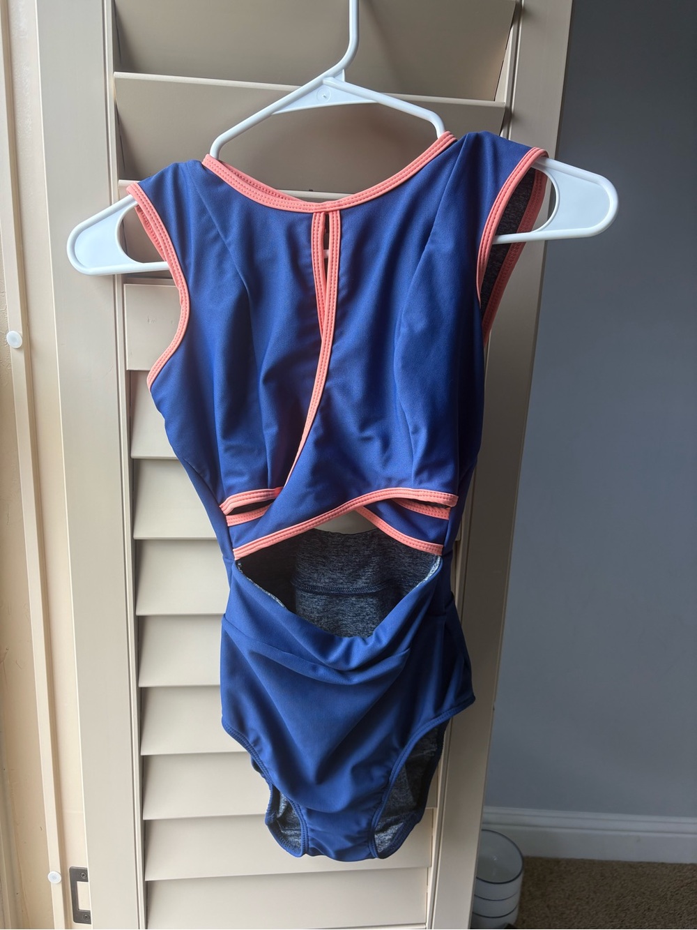 Five Dancewear Navy Blue Leotard with Coral Trim